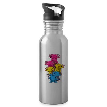 Lustiger LGBTQ Pansexueller Stolz Axolotls Haufen - Trinkflasche mit integriertem Trinkhalm - Lightsilver - Rechts