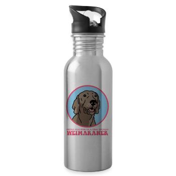 Weimaraner Mom | Hunde Hundebesitzerin Geschenk - Trinkflasche mit integriertem Trinkhalm - Lightsilver - Rechts