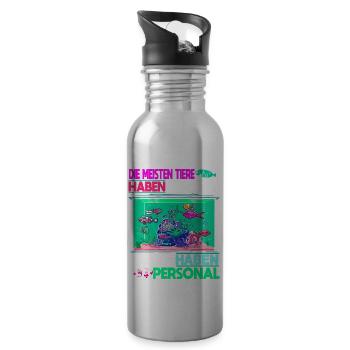 Fisch Fischer Aquarium Fischliebhaber Fischzüchter - Trinkflasche mit integriertem Trinkhalm - Lightsilver - Rechts