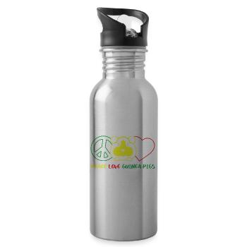 Peace Love Guinea Pigs - Trinkflasche mit integriertem Trinkhalm - Lightsilver - Rechts