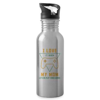 I Love It When My Mom Lets Me Play Video Games - Trinkflasche mit integriertem Trinkhalm - Lightsilver - Rechts