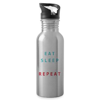 Coding IT Geek - Eat Sleep Code Repeat Programming - Trinkflasche mit integriertem Trinkhalm - Lightsilver - Rechts