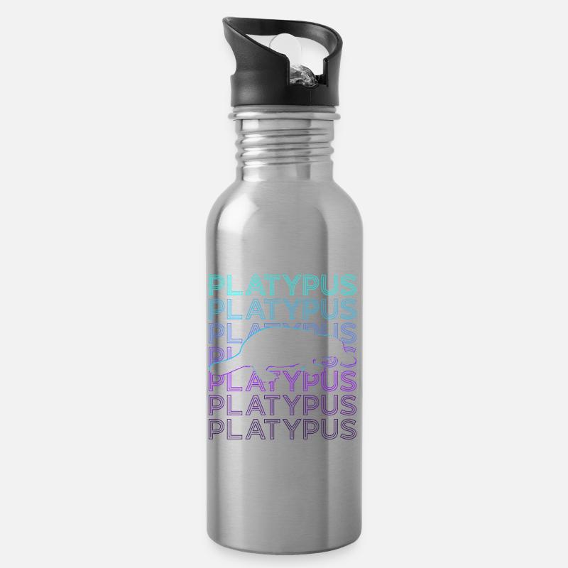 Schnabeltier Retro - Trinkflasche mit integriertem Trinkhalm - Lightsilver