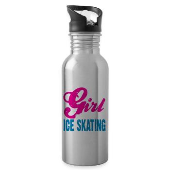 Juste une fille qui aime le thé vintage de patinage sur glace - Gourde avec paille intégrée - argent clair - Droite