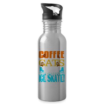 Coffee Cats Ice Skate! Awesome Ice Skating Tea - Water bottle with straw - silver - Right