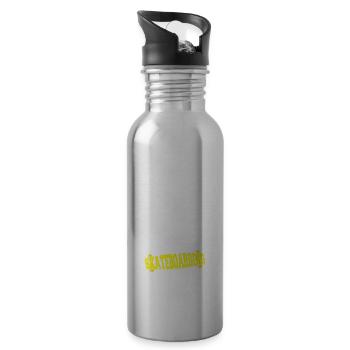 Awesome Vintage Skateboarding T-Shirt Present Gift - Water bottle with straw - silver - Right