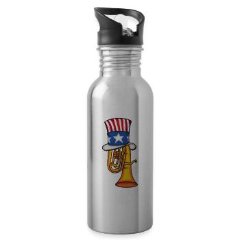 Tuba Music USA 4th Of July Amerika Big Band Tuba - Water bottle with straw - silver - Right