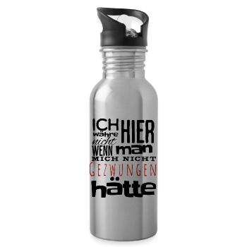 Ich wurde gezwungen hier zu sein - Trinkflasche mit integriertem Trinkhalm - Lightsilver - Rechts