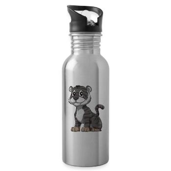 Niedlicher Schwarzer Baby Tiger - Trinkflasche mit integriertem Trinkhalm - Lightsilver - Rechts