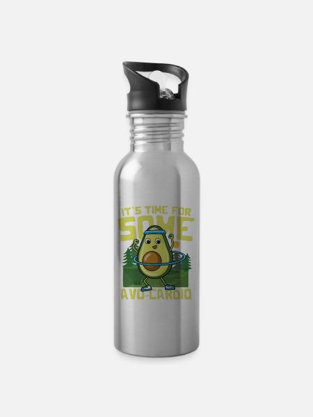It's Time For Some Avo-Cardio - Trinkflasche mit integriertem Trinkhalm - Lightsilver
