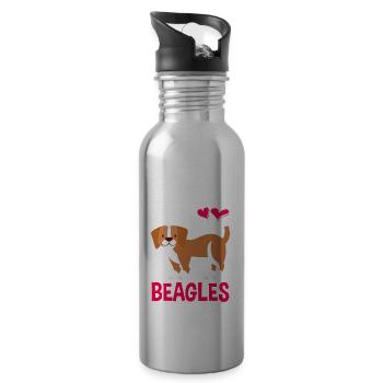 Drôle Beagle Cadeau Beagle Fille - Gourde avec paille intégrée - argent clair - Droite