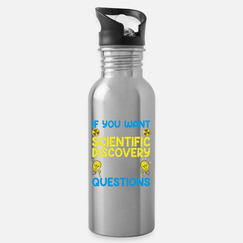Keep On Asking Questions Fun Scientist Science - Water bottle with straw - silver