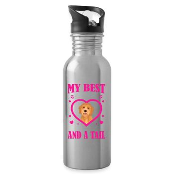 Goldendoodle Bester Freund Hat Fell Und Schwanz - Trinkflasche mit integriertem Trinkhalm - Lightsilver - Rechts