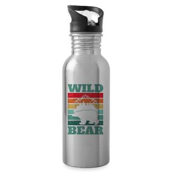 Grizzlybär - Trinkflasche mit integriertem Trinkhalm - Lightsilver - Rechts