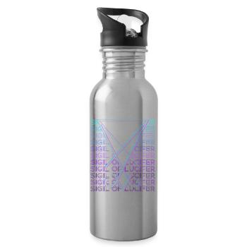 Seal of Lucifer Pentagram Occult Magic - Water bottle with straw - silver - Right