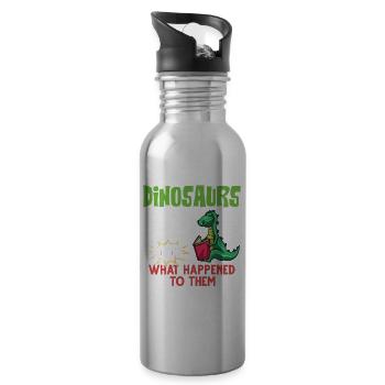 Dinosaurier Buch Lesen Dino Lesen Lustige Leser - Trinkflasche mit integriertem Trinkhalm - Lightsilver - Rechts