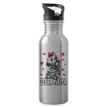 Zebra Mama Muttertag Mom Mutter für eine Mama - Trinkflasche mit integriertem Trinkhalm - Lightsilver - Rechts