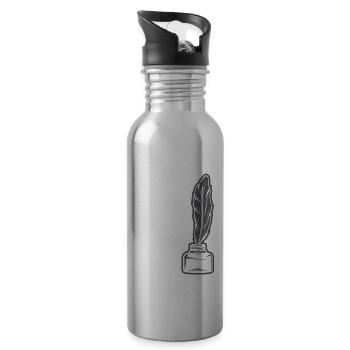 Author Author Funny Author Gift - Water bottle with straw - silver - Right