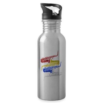Saxophone Jazz - Water bottle with straw - silver - Right