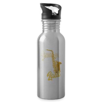 Saxophon Ja Das Muss So Laut Saxophon - Trinkflasche mit integriertem Trinkhalm - Lightsilver - Rechts