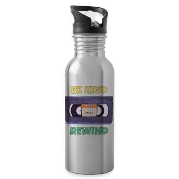 Sei freundlich und spule zurück -Vhs-Blockbuster - Trinkflasche mit integriertem Trinkhalm - Lightsilver - Rechts