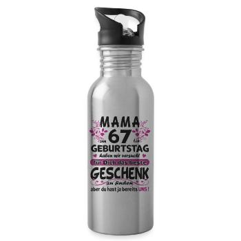 67. Geburtstag Sprüche lustig Frauen - Trinkflasche mit integriertem Trinkhalm - Lightsilver - Rechts