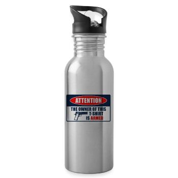 Gun Control - Registered Gun Owner Sign - Trinkflasche mit integriertem Trinkhalm - Lightsilver - Rechts