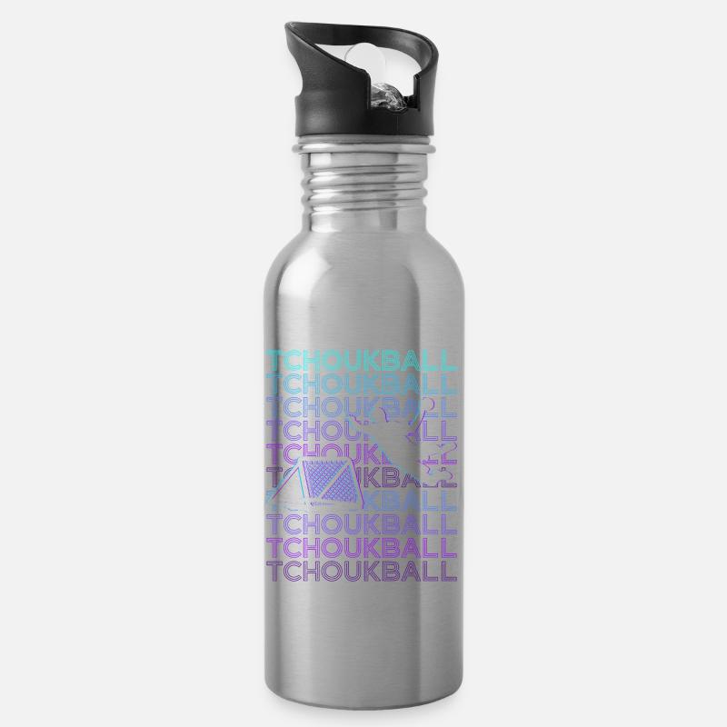 Tchoukball Spieler Retro - Trinkflasche mit integriertem Trinkhalm - Lightsilver