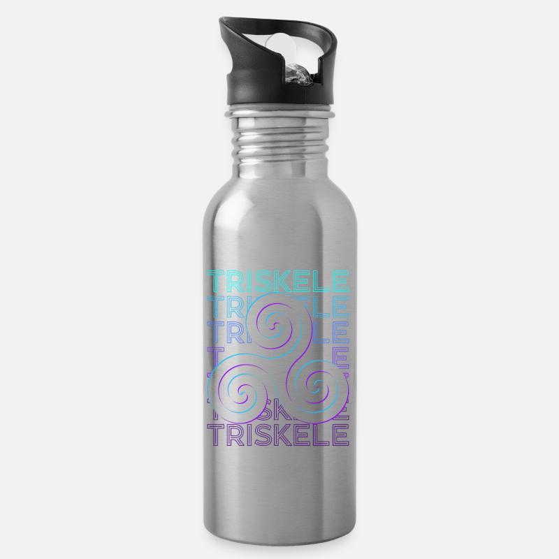 Triskele Triskelion Old Celtic symbol - Water bottle with straw - silver