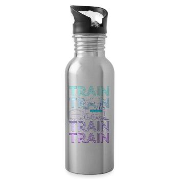 Train Retro - Water bottle with straw - silver - Right