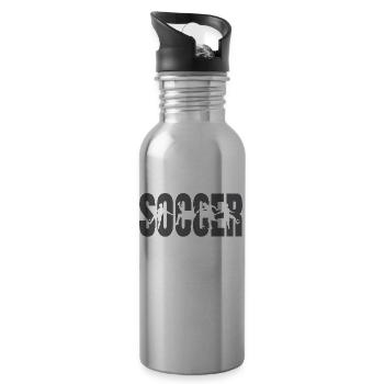 Fußball silhouette - Trinkflasche mit integriertem Trinkhalm - Lightsilver - Rechts