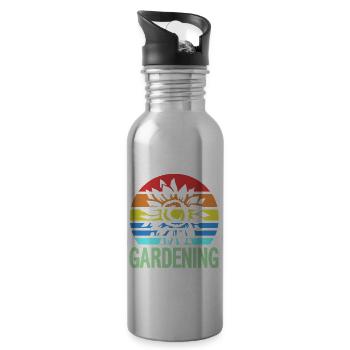 Retro Vintage Awesome Flower Gardening Designs - Water bottle with straw - silver - Right