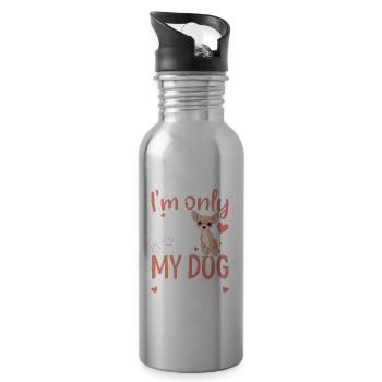 Chihuahua I only talk to the dog funny - Water bottle with straw - silver - Right