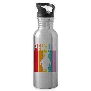 Verlorener Pinguin - Trinkflasche mit integriertem Trinkhalm - Lightsilver - Rechts