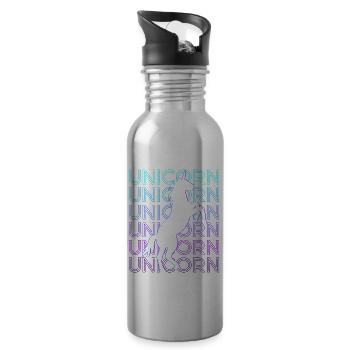 Unicorn Retro - Water bottle with straw - silver - Right