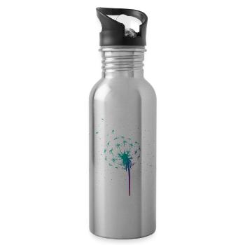 Pusteblume Löwenzahn Blume Geschenk Sommer Garten - Trinkflasche mit integriertem Trinkhalm - Lightsilver - Rechts