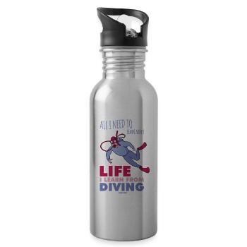 All I Need To Learn About Life Diving - Trinkflasche mit integriertem Trinkhalm - Lightsilver - Rechts