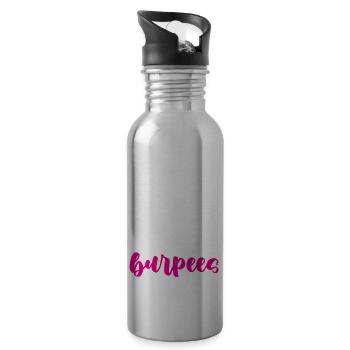 Stop Saying Burpees 4 - Water bottle with straw - silver - Right