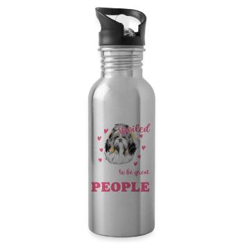 Shih Tzu I Am Not Spoiled Funny - Water bottle with straw - silver - Right