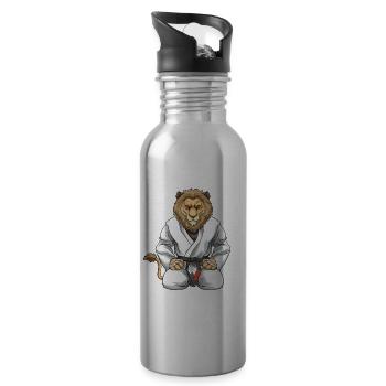 Jiu Jitsu Lion - Brasilianisches Jiu Jitsu und - Trinkflasche mit integriertem Trinkhalm - Lightsilver - Rechts