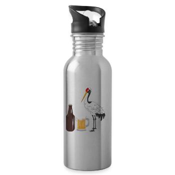 Kranich Noch'n Bier Alkohol Saufen Party Feiern - Trinkflasche mit integriertem Trinkhalm - Lightsilver - Rechts
