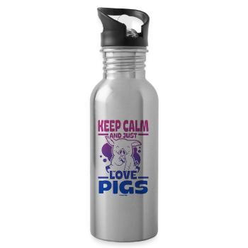 Pig Pig PigLet Sow Pigs Gift - Water bottle with straw - silver - Right