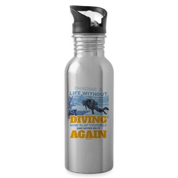 Imagine A Life Without Diving - Trinkflasche mit integriertem Trinkhalm - Lightsilver - Rechts