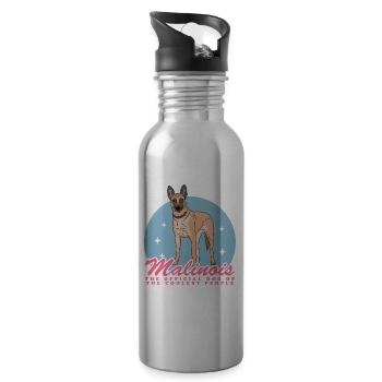 Belgian Shepherd Malinois Dog Gift - Water bottle with straw - silver - Right