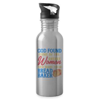 God Found Some Of The Cutest Women Cute Baker - Water bottle with straw - silver - Right