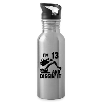 Ich bin 13 und Diggin' It - Trinkflasche mit integriertem Trinkhalm - Lightsilver - Rechts