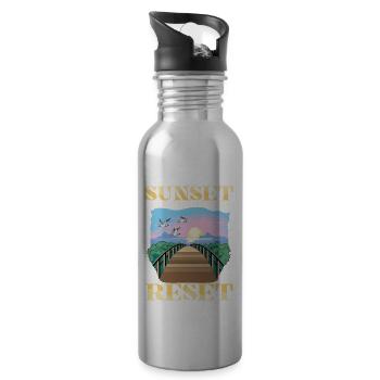 Sunset Is An Oppurtunity To Reset für einen - Trinkflasche mit integriertem Trinkhalm - Lightsilver - Rechts