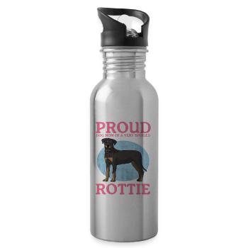 Rottweiler Maman | Propriétaire de chien Cadeau de chien - Gourde avec paille intégrée - argent clair - Droite