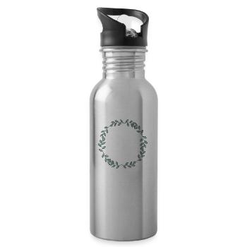 Eukalyptus Blumenkranz I Team Braut Hochzeit Boho - Trinkflasche mit integriertem Trinkhalm - Lightsilver - Rechts