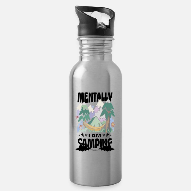 Camping - Trinkflasche mit integriertem Trinkhalm - Lightsilver